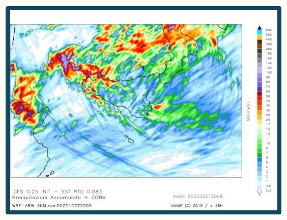 Simulazione WRF n. 6 — precipitazione accumulata