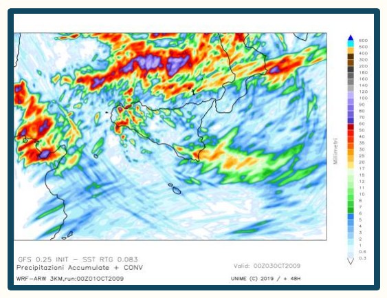 Simulazione WRF n. 8 — precipitazione accumulata