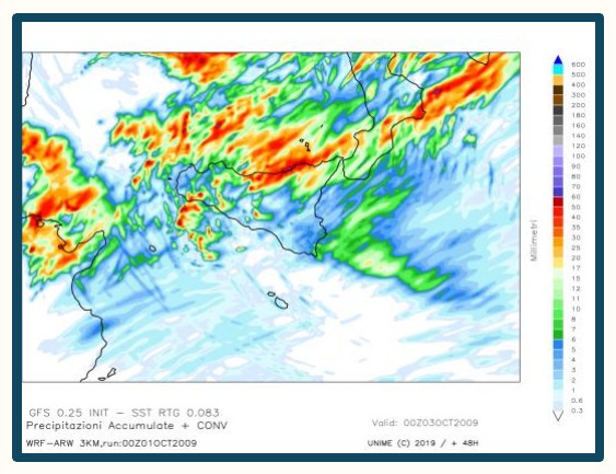 Simulazione WRF n. 15 — precipitazione accumulata